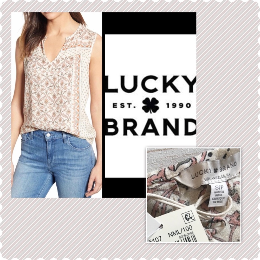 LUCKY🍀BRAND | Boho Lana Peasant Top NEW